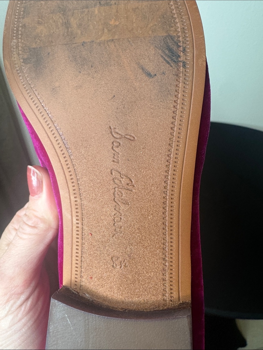 Sam Edelman Velvet Loafers in Bright Fuchsia with Gold Hardware - Picture 5 of 5